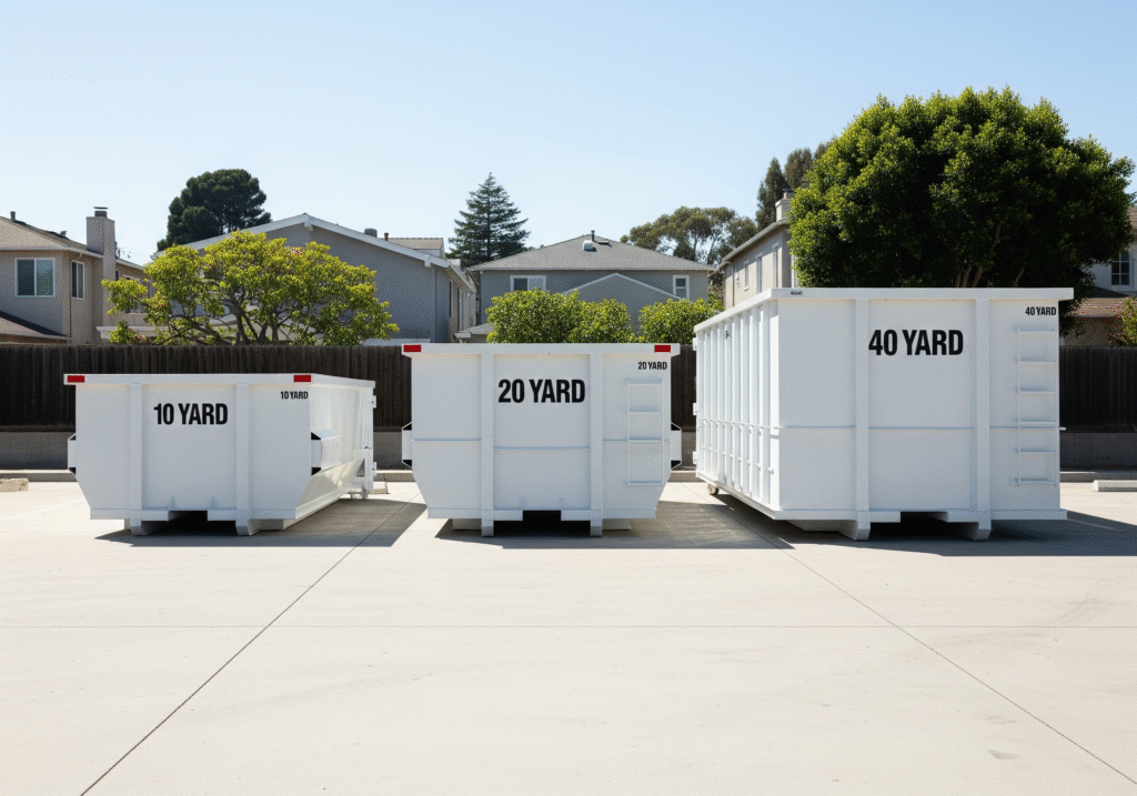 Various dumpster rental Bay Area sizes for fall cleanup projects comparison