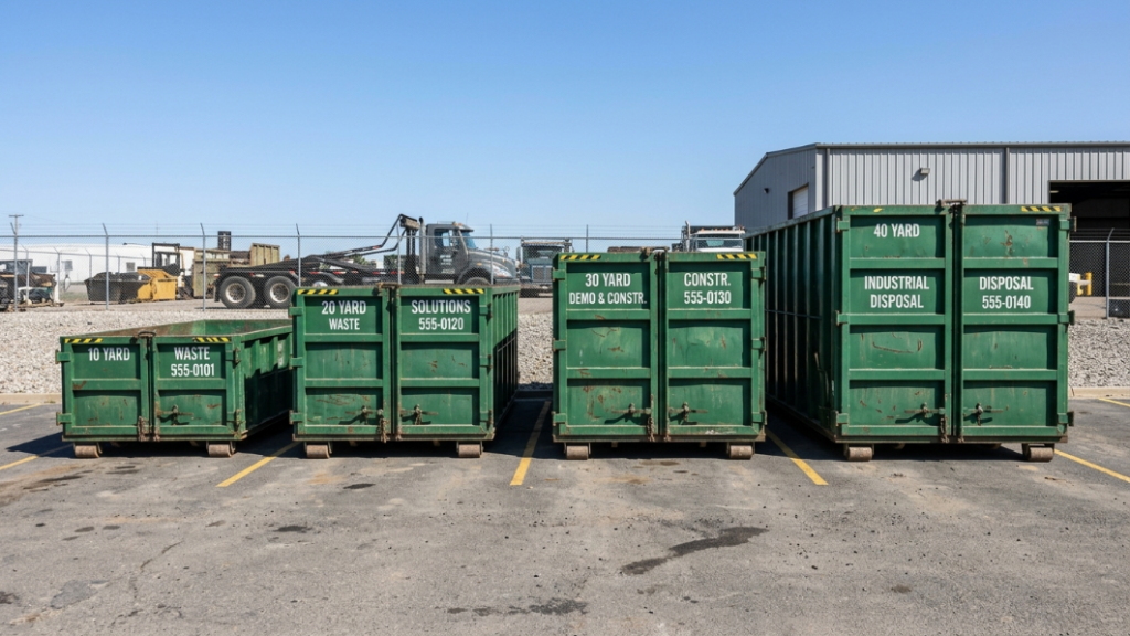 Comparison of dumpster sizes showing weight size fees for dumpster rental pricing explained