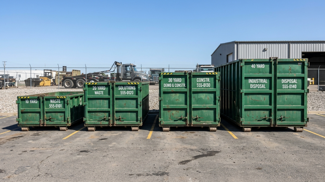 Comparison of dumpster sizes showing weight size fees for dumpster rental pricing explained