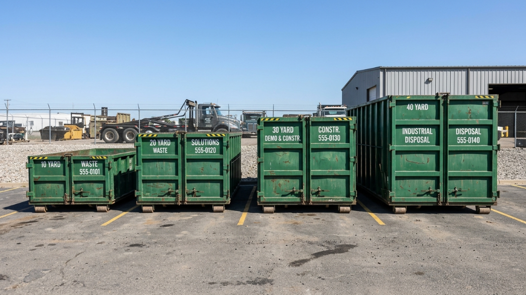 Comparison of dumpster sizes showing weight size fees for dumpster rental pricing explained